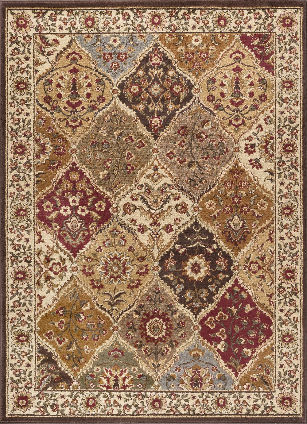 5 x 7 Medium Tan and Red Area Rug - Elegance