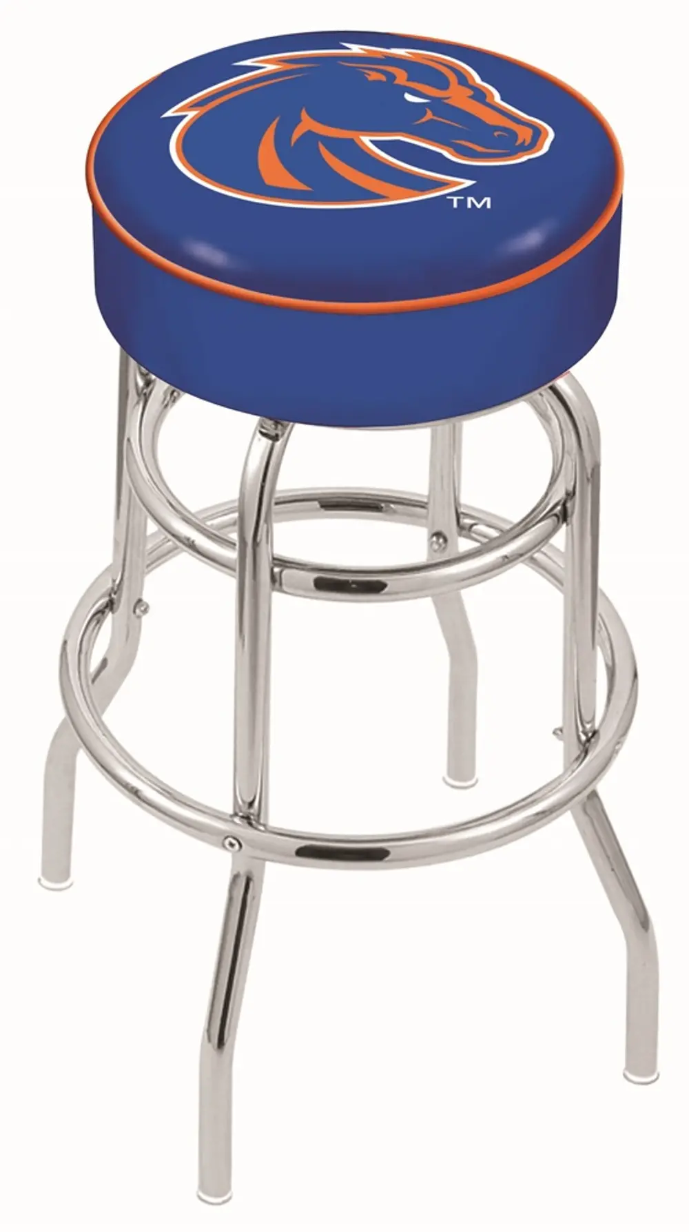 Chrome Double Ring Swivel Counter Height Stool - Boise State-1