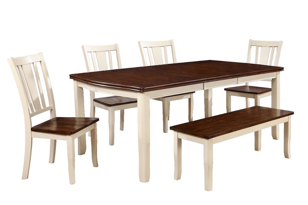 6 Piece Dining Set With Bench Dover White And Cherry RC Willey 6 Piece Dining Set With Bench Dover White And Cherry RC Willey
