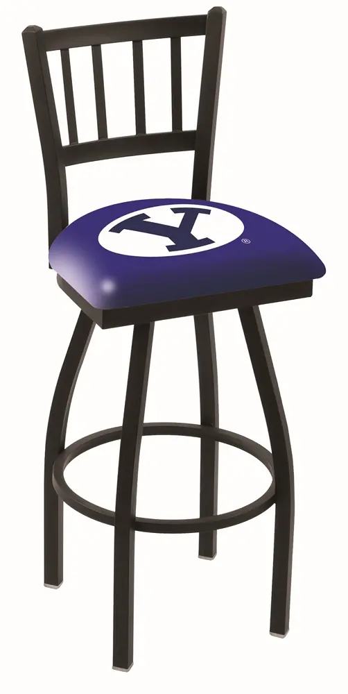 Black Slat Back Swivel Counter Height Stool - BYU