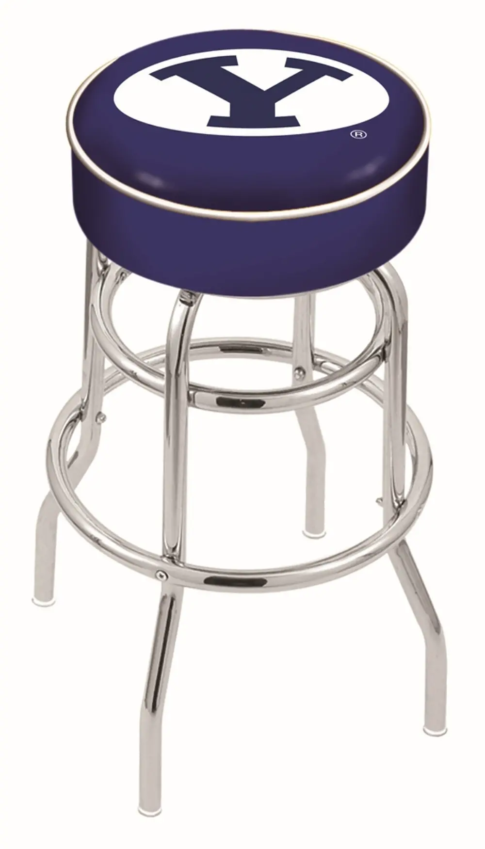 Chrome Double Ring Swivel Counter Height Stool - BYU-1