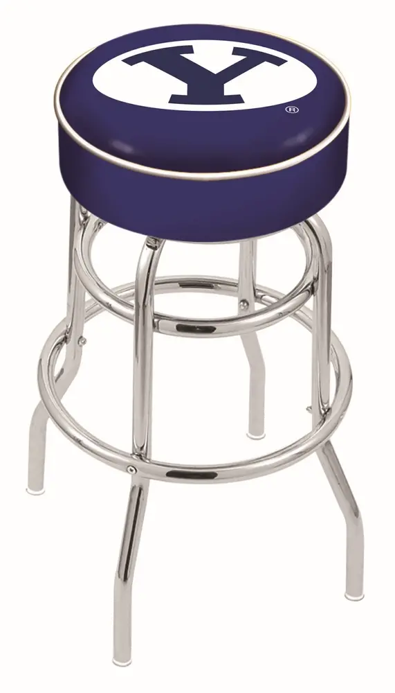 Chrome Double Ring Swivel Bar Stool - BYU