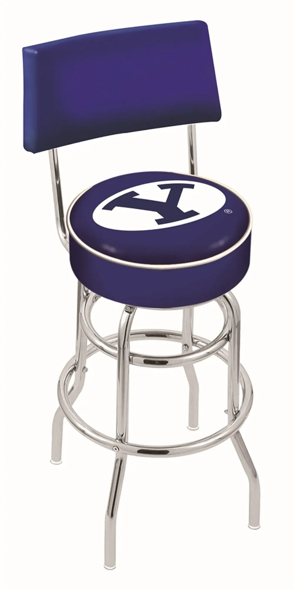 Chrome Swivel Counter Height Stool with Back Rest - BYU-1