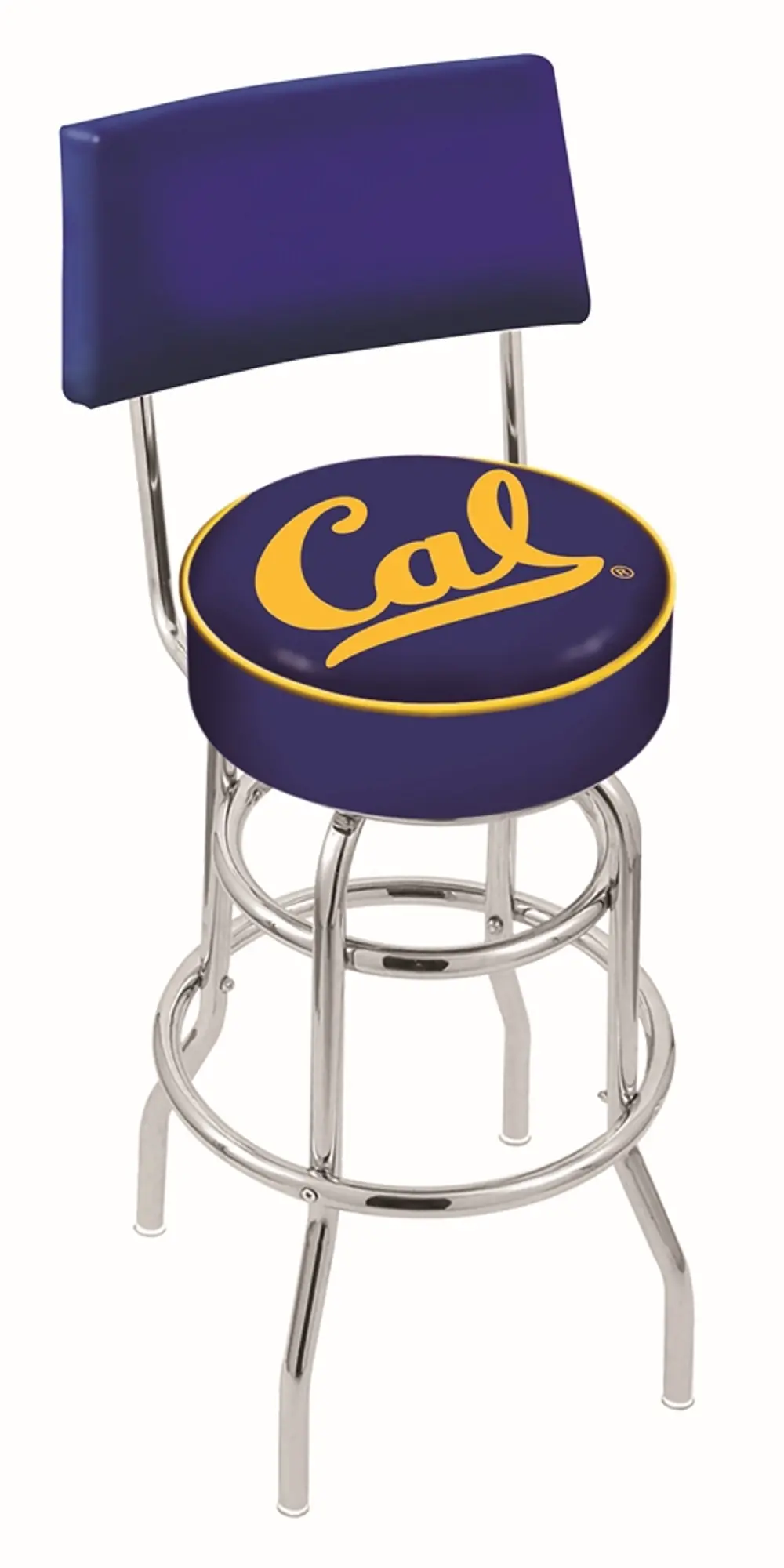 Chrome Swivel Counter Height Stool with Back Rest - Cal U-1