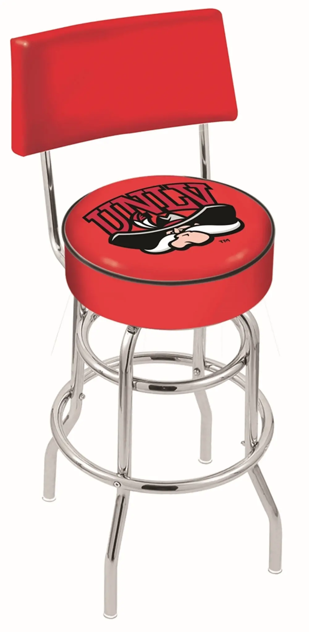 Chrome Swivel Counter Height Stool with Back Rest - UNLV-1