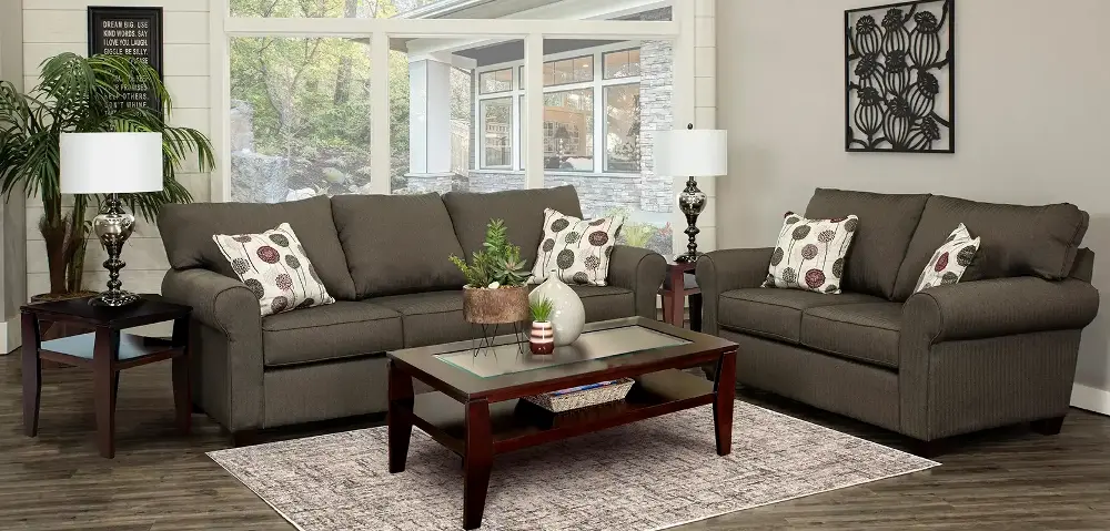 Seaside Gray 7 Piece Living Room Set with Sofa Bed-1
