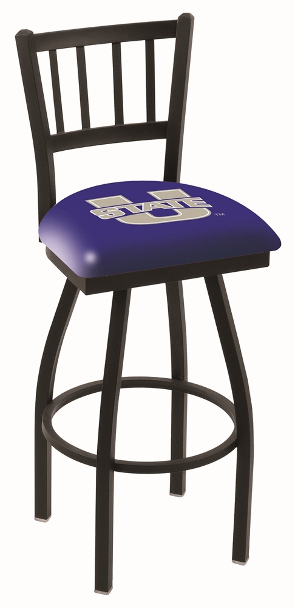 Black Slat Back Swivel Counter Height Stool - USU