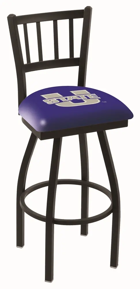 Black Slat Back Swivel Bar Stool - USU