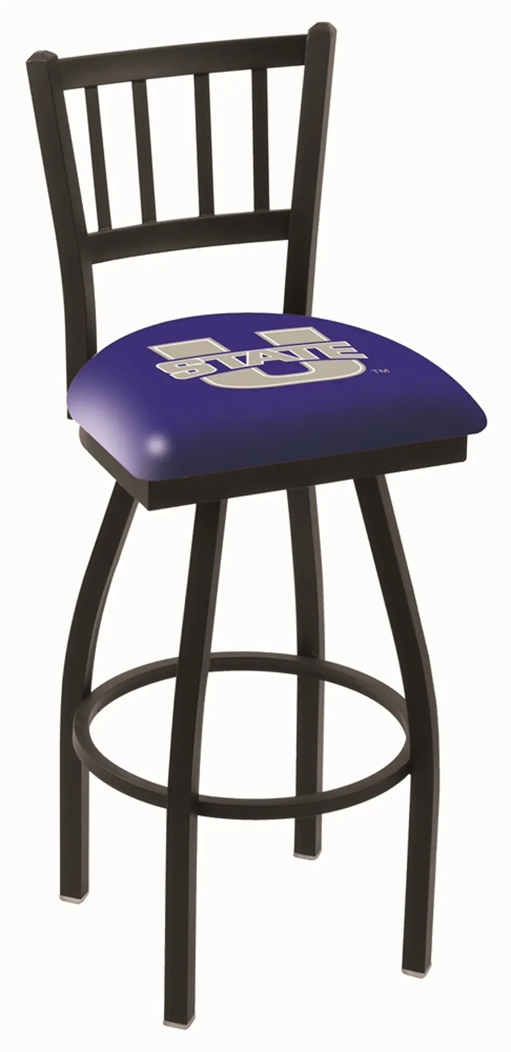 Black Slat Back Swivel Bar Stool - USU-1