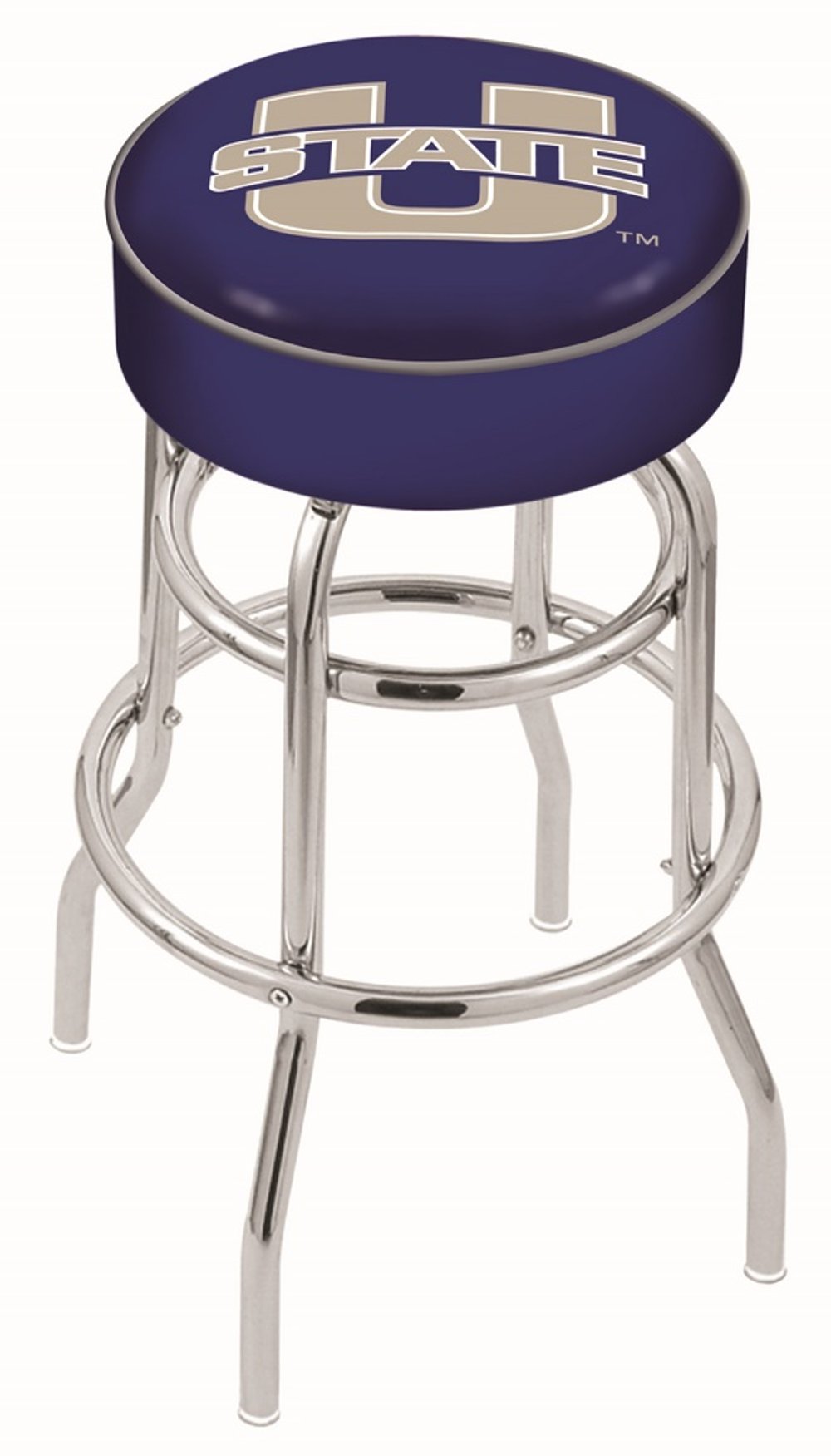 Chrome Double Ring Swivel Counter Height Stool - USU