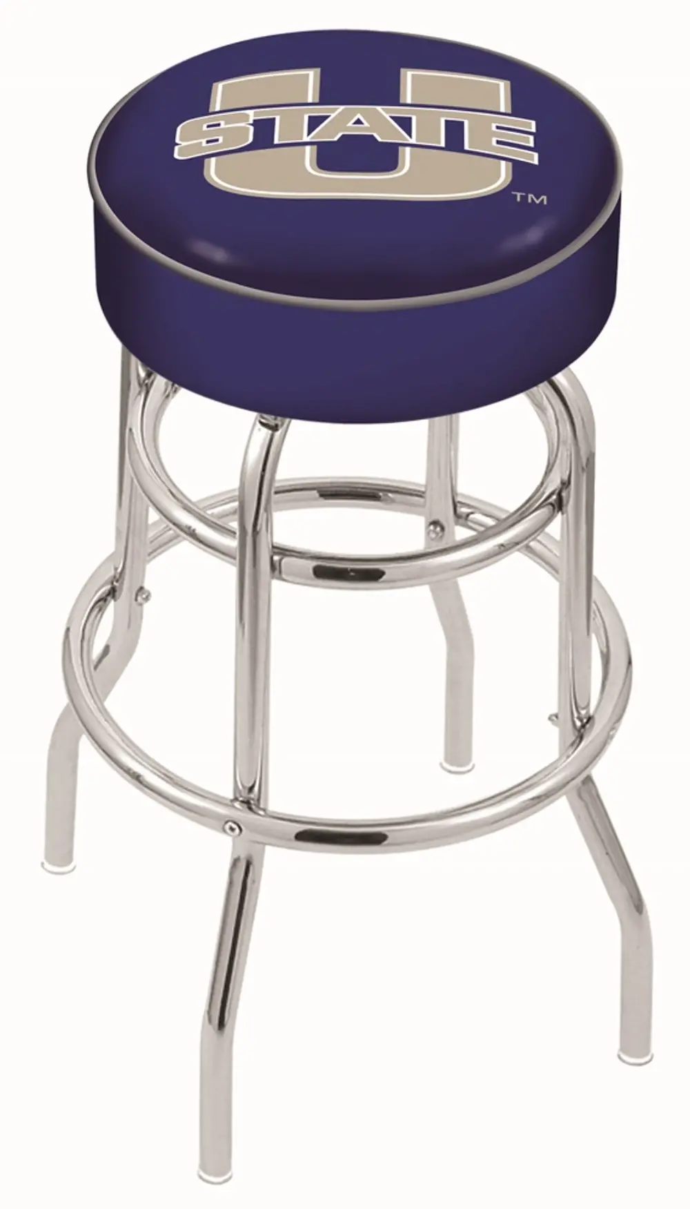 Chrome Double Ring Swivel Counter Height Stool - USU-1