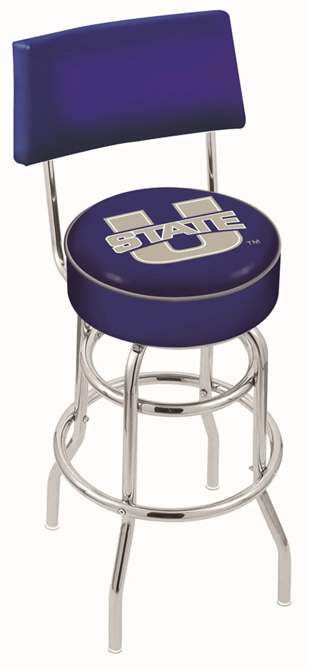 Chrome Swivel Counter Height Stool with Back Rest - USU-1