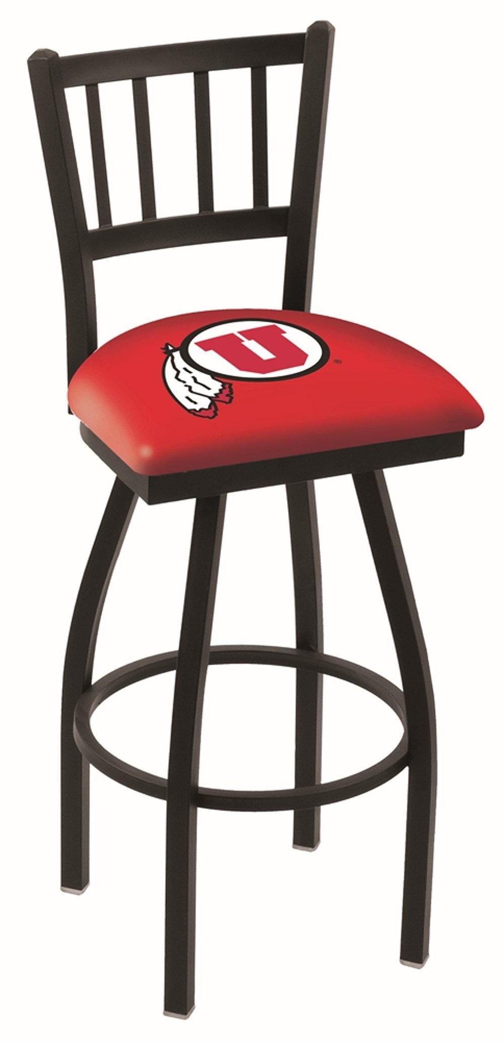 30 Inch Slat Back Swivel Bar Stool - U of U