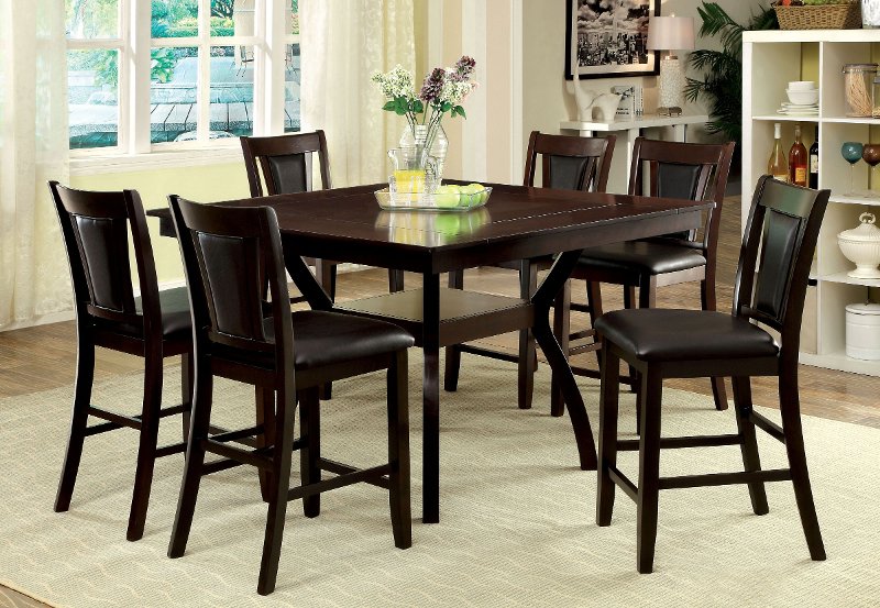 Dark Cherry 5 Piece Counter Height, Counter Height Wood Dining Table Set