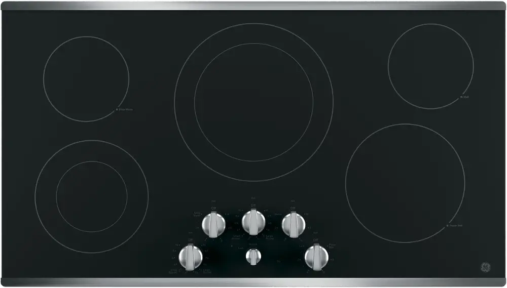 JP3536SJSS GE 36 Inch Smoothtop Electric Cooktop with Silver Knobs - Stainless Steel-1