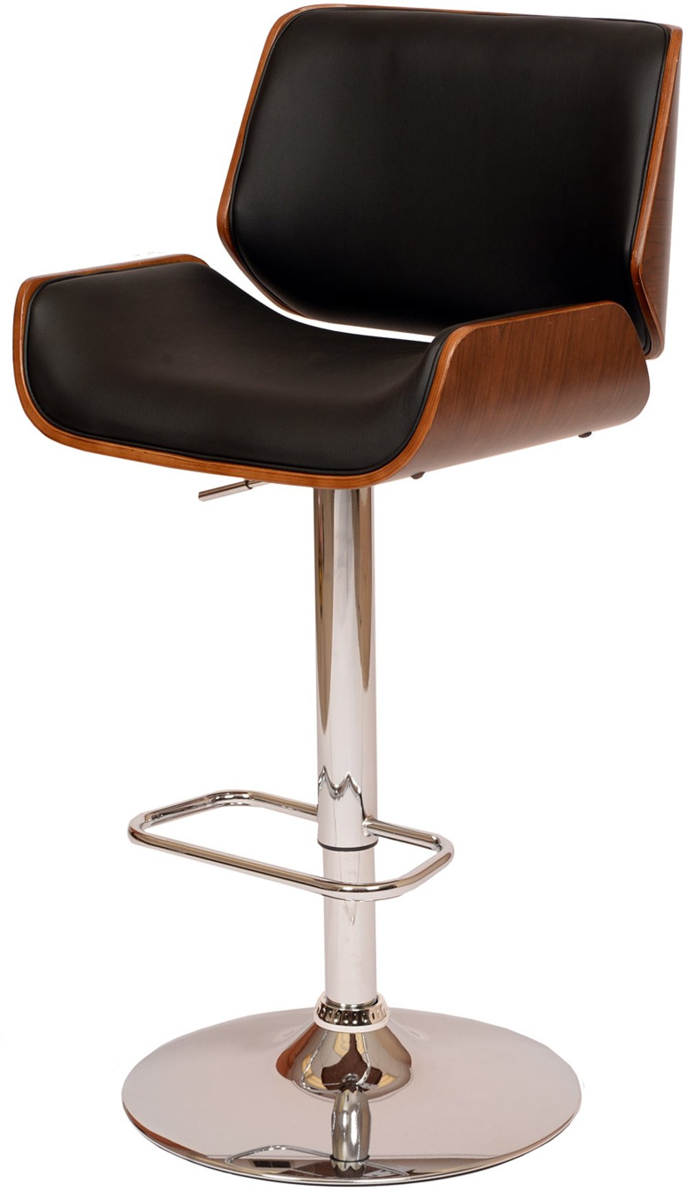 London Black and Chrome Swivel Adjustable Bar Stool