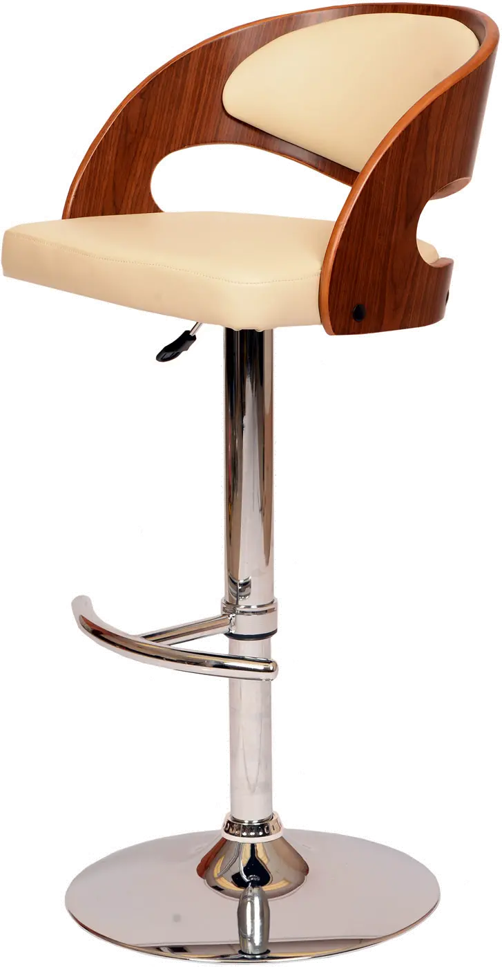 Malibu Cream Walnut Swivel Adjustable Bar Stool