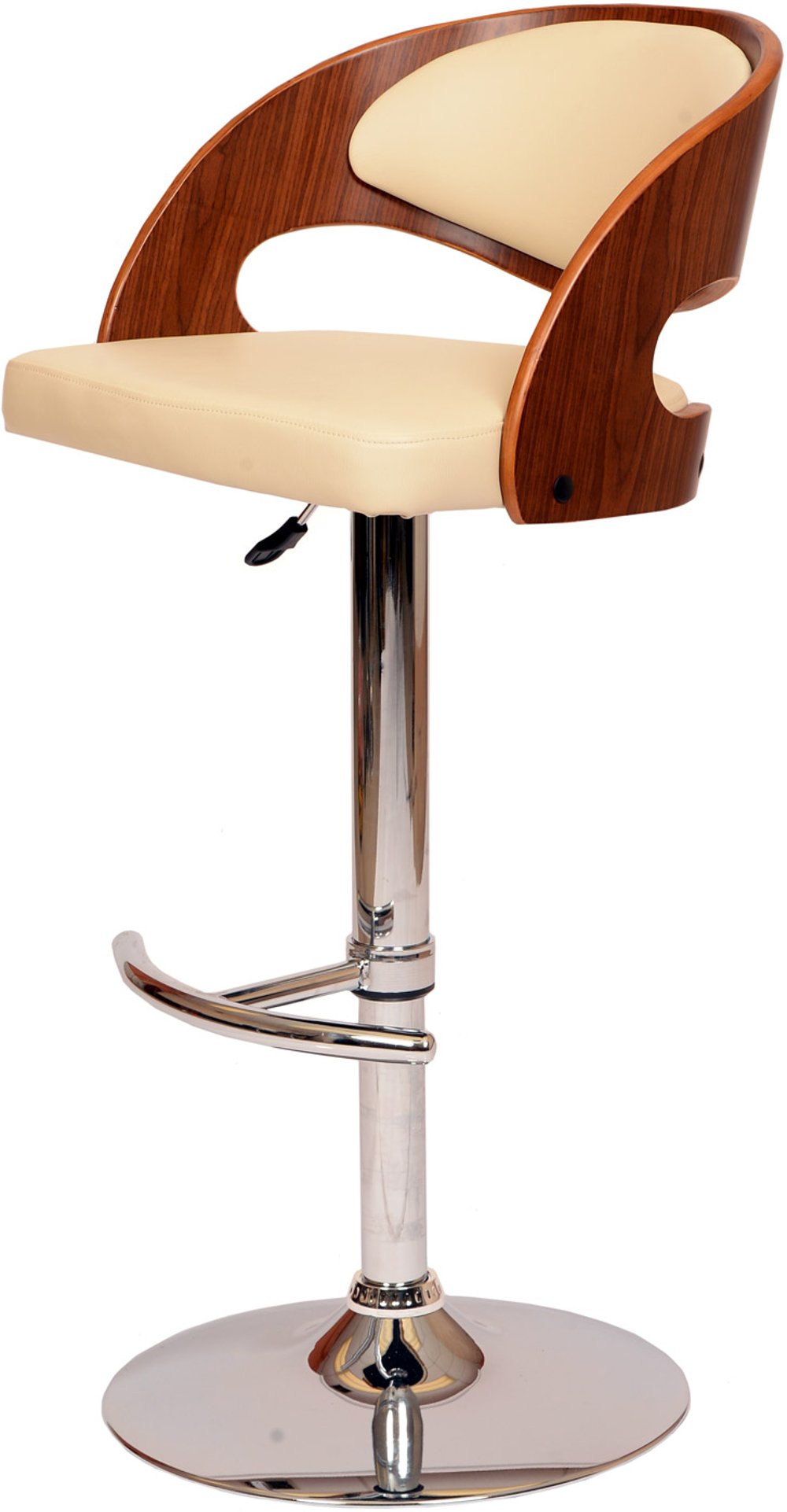 Malibu Cream Walnut Swivel Adjustable Bar Stool