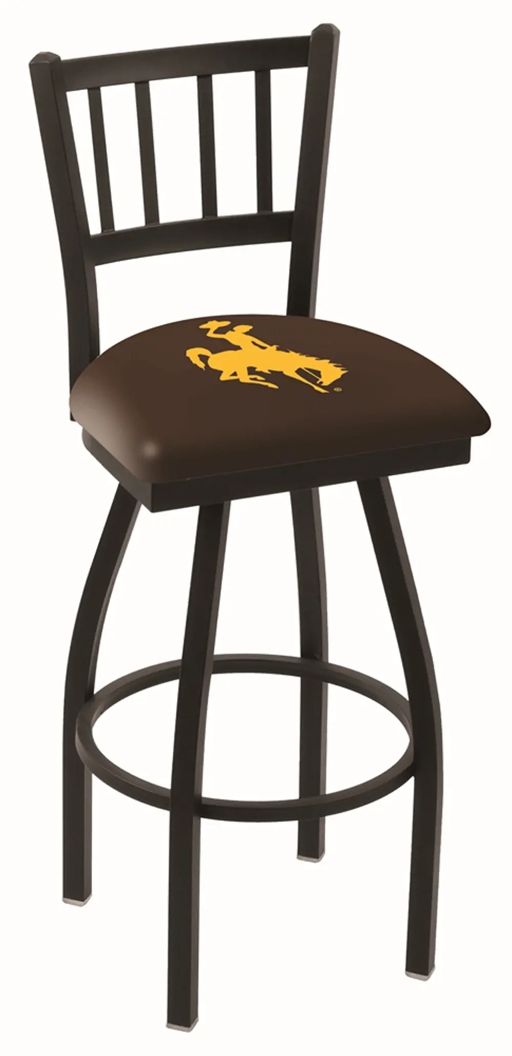 25 Inch Slat Back Swivel Counter Stool - University of Wyoming-1