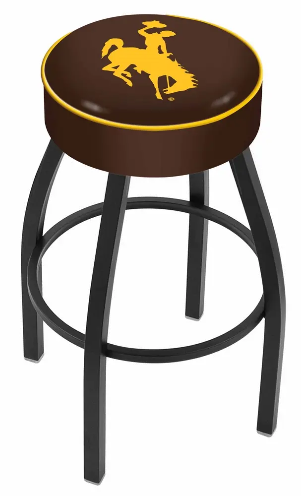 Black 25 Inch Cushion Swivel Counter Stool - University of Wyoming