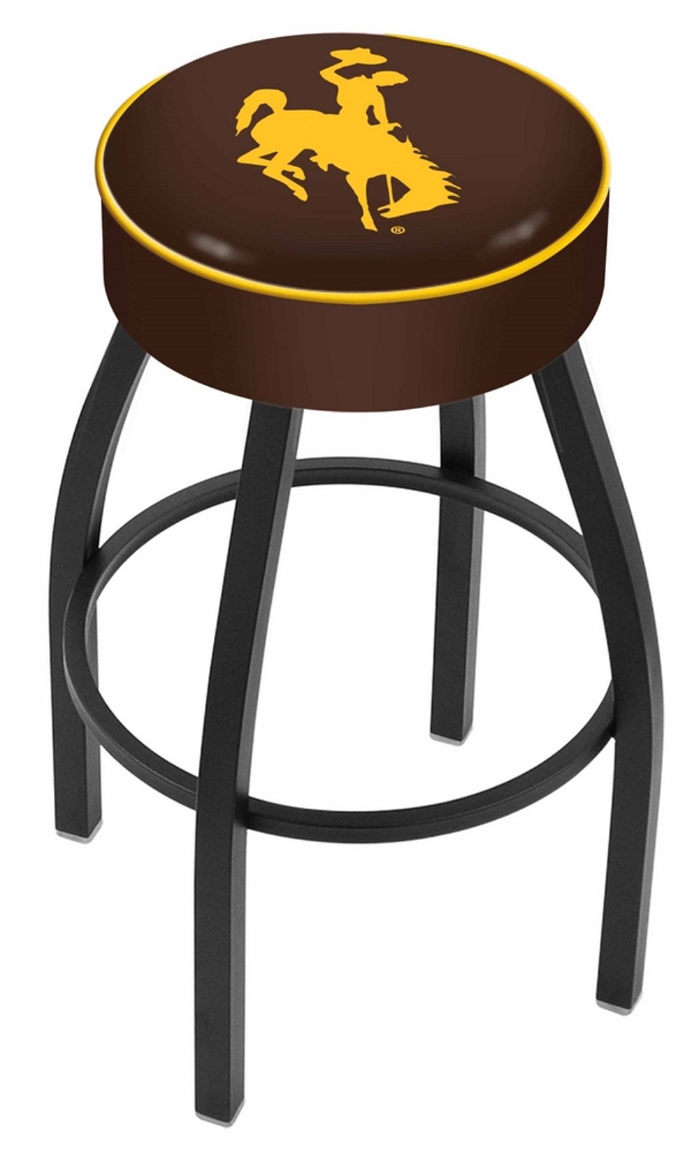 Black 25 Inch Cushion Swivel Counter Stool - University of Wyoming