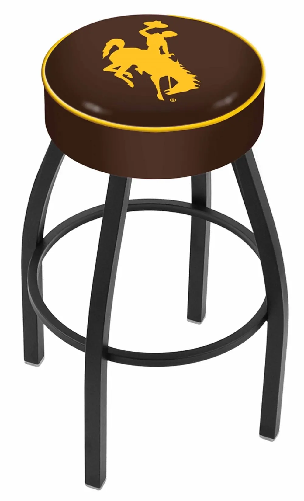 Black 25 Inch Cushion Swivel Counter Stool - University of Wyoming-1