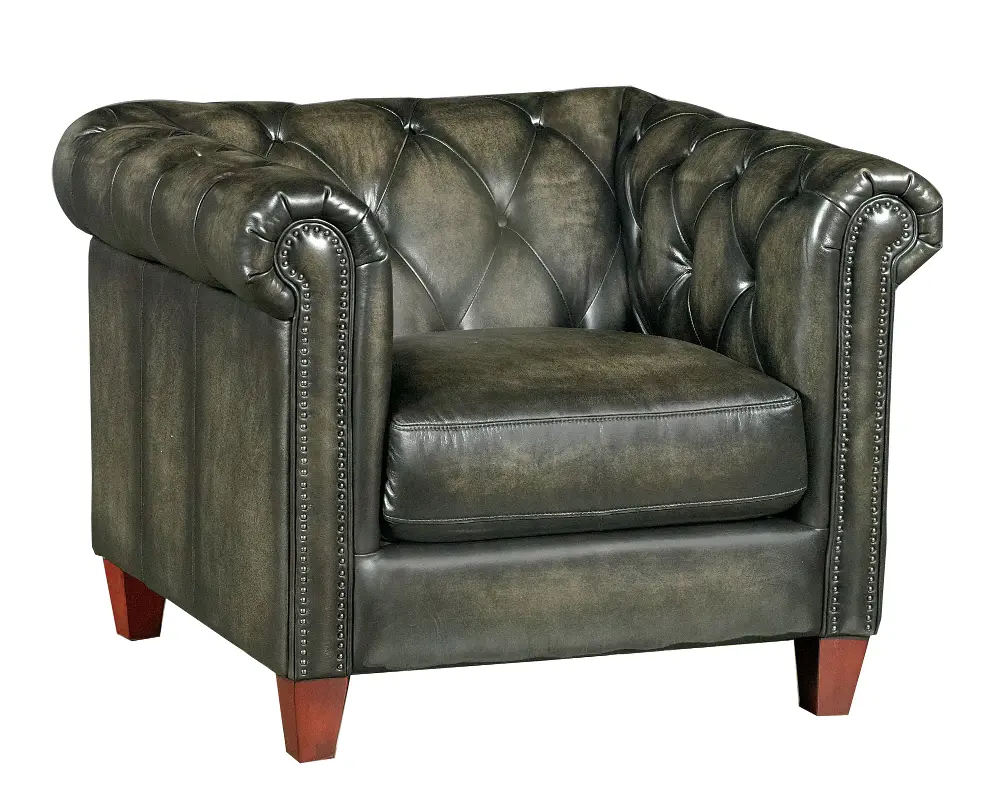 Traditional Charcoal Gray Leather Chair - Fusion-1