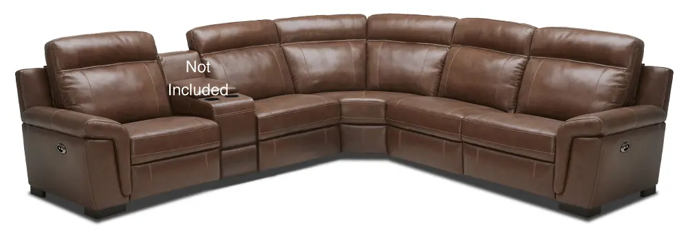 Brown Leather-Match 5 Piece 3x Power Reclining Sectional - Sutton-1