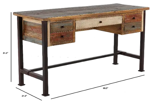 Antique Distressed Multi-colored Office Desk | RC Willey