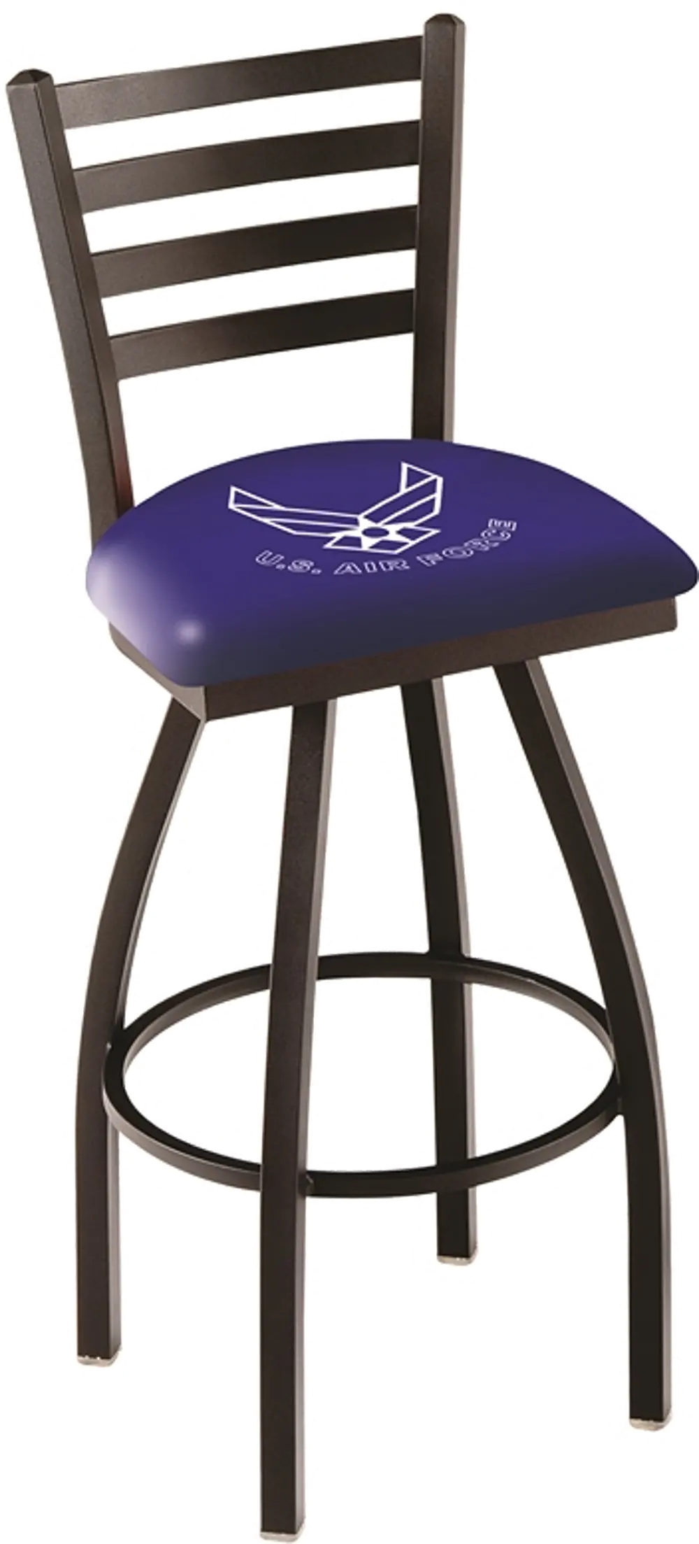 Black Ladder Back Swivel Counter Height Stool - US Air Force-1