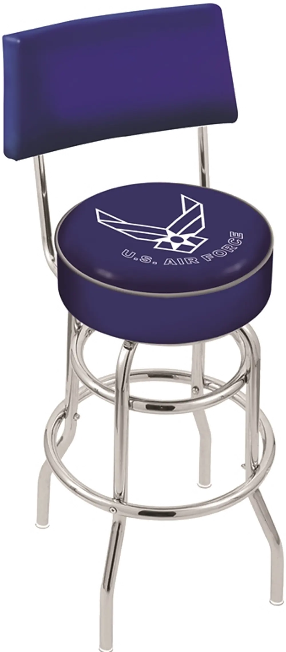 Chrome Swivel Counter Height Stool with Back Rest - US Air Force-1