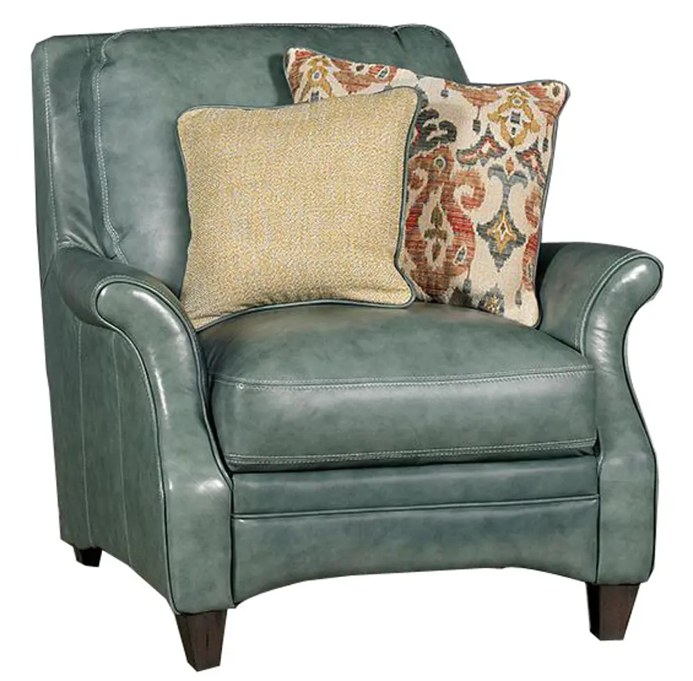 Classic Traditional Green Leather Chair - Silver Lake-1