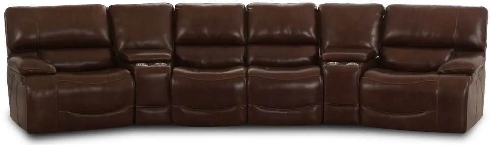 Brown 6 Piece Leather-Match Power Reclining Sectional - Townsend-1