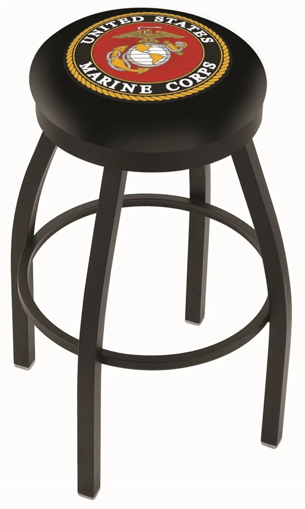 Black 30 Inch Swivel Bar Stool - US Marines-1