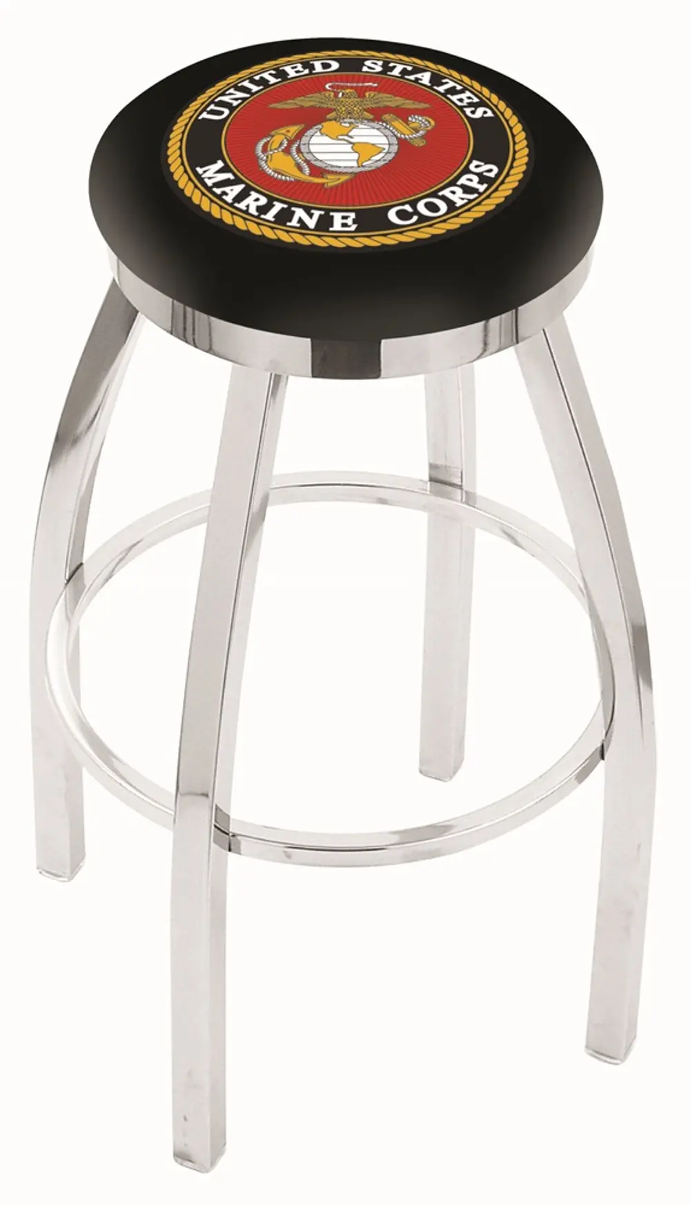 Chrome 25 Inch Swivel Counter Stool - US Marines-1