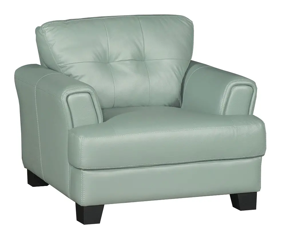 Contemporary Seafoam Green Leather Chair - District-1