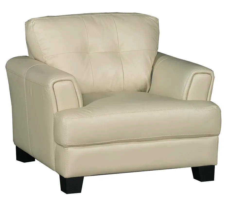 Contemporary Cream Leather Chair - District-1