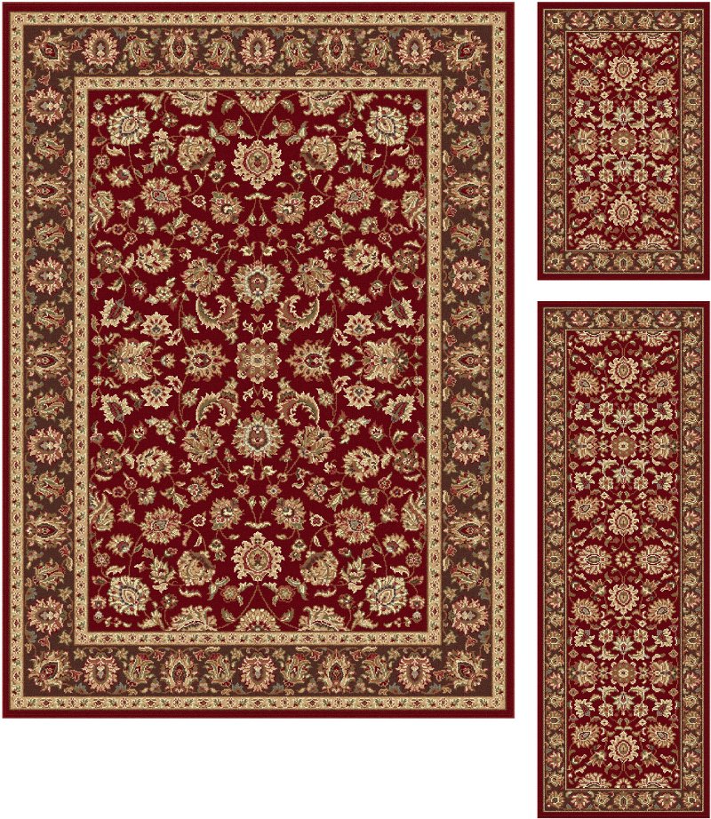 3 Piece Set Red and Gold Area Rug - Elegance | RC Willey Furniture Store