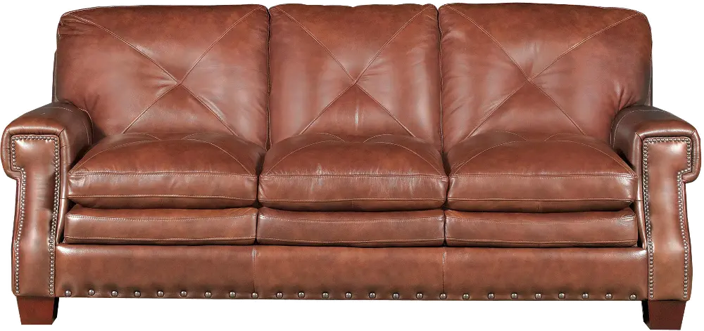 Classic Traditional Brown Leather Sofa - McKinney-1