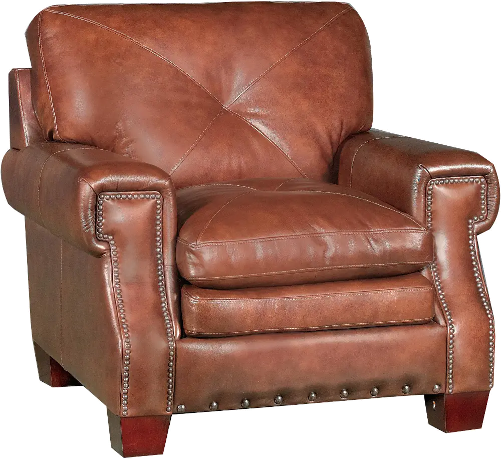 Classic Traditional Brown Leather Chair - McKinney-1