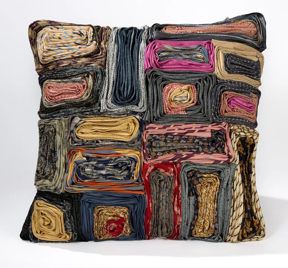 Multi Colored Upcycled Neckties Throw Pillow-1