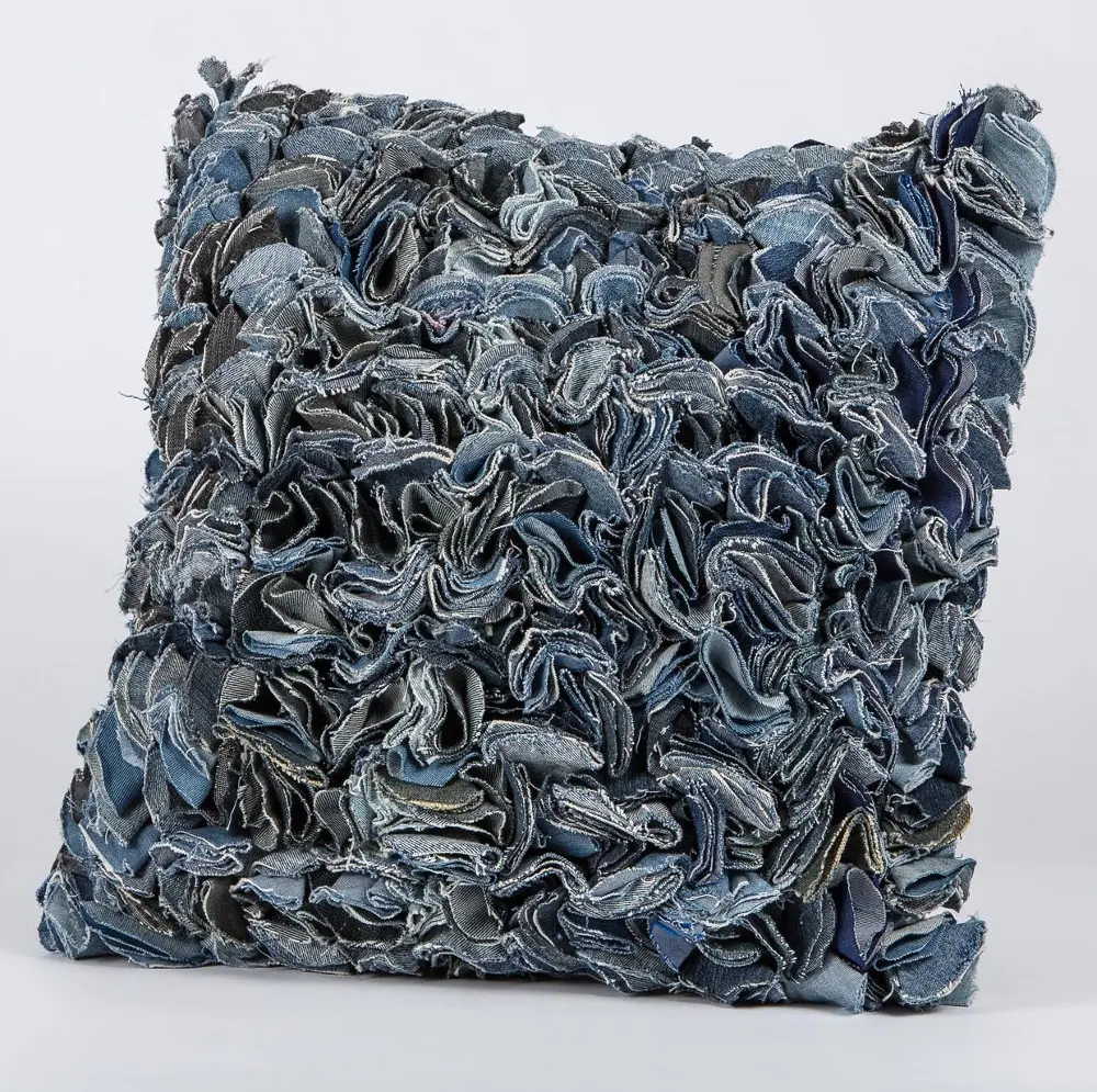 Organic 18 Inch Blue Jean Throw Pillow-1