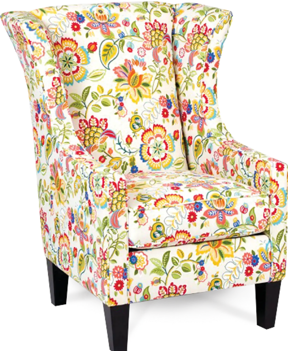 Multi Color Floral Garden Wingback Chair - Telfair-1
