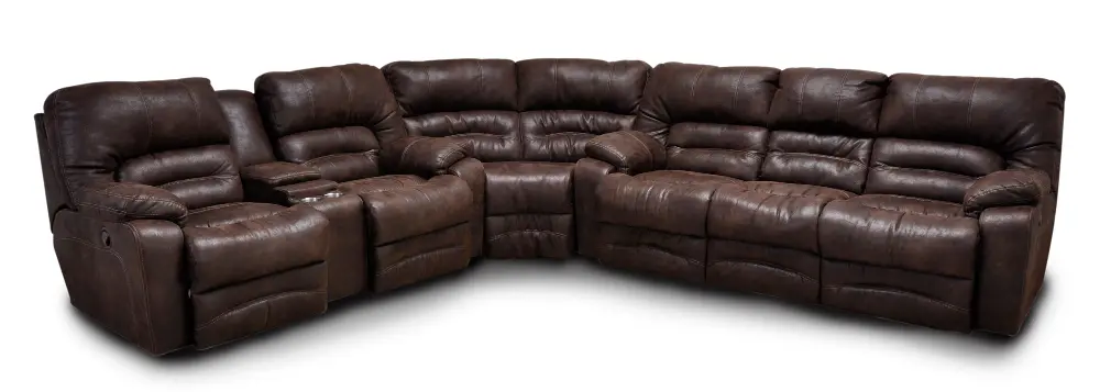Brown Microfiber Manual 3 Piece Reclining Sectional - Legacy-1