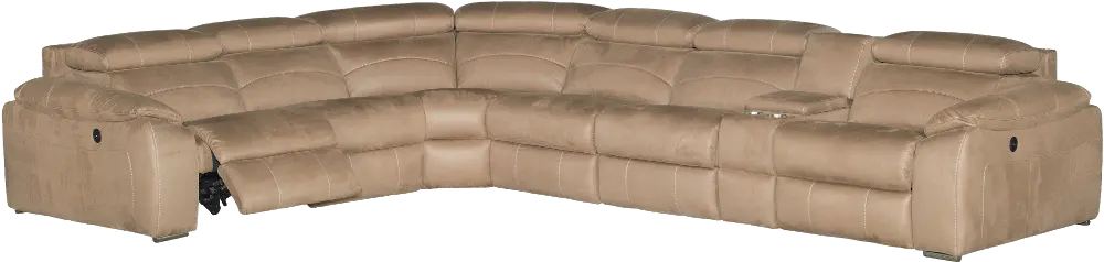Taupe Microfiber 7 Piece Power Reclining Sectional - Vogue Collection-1