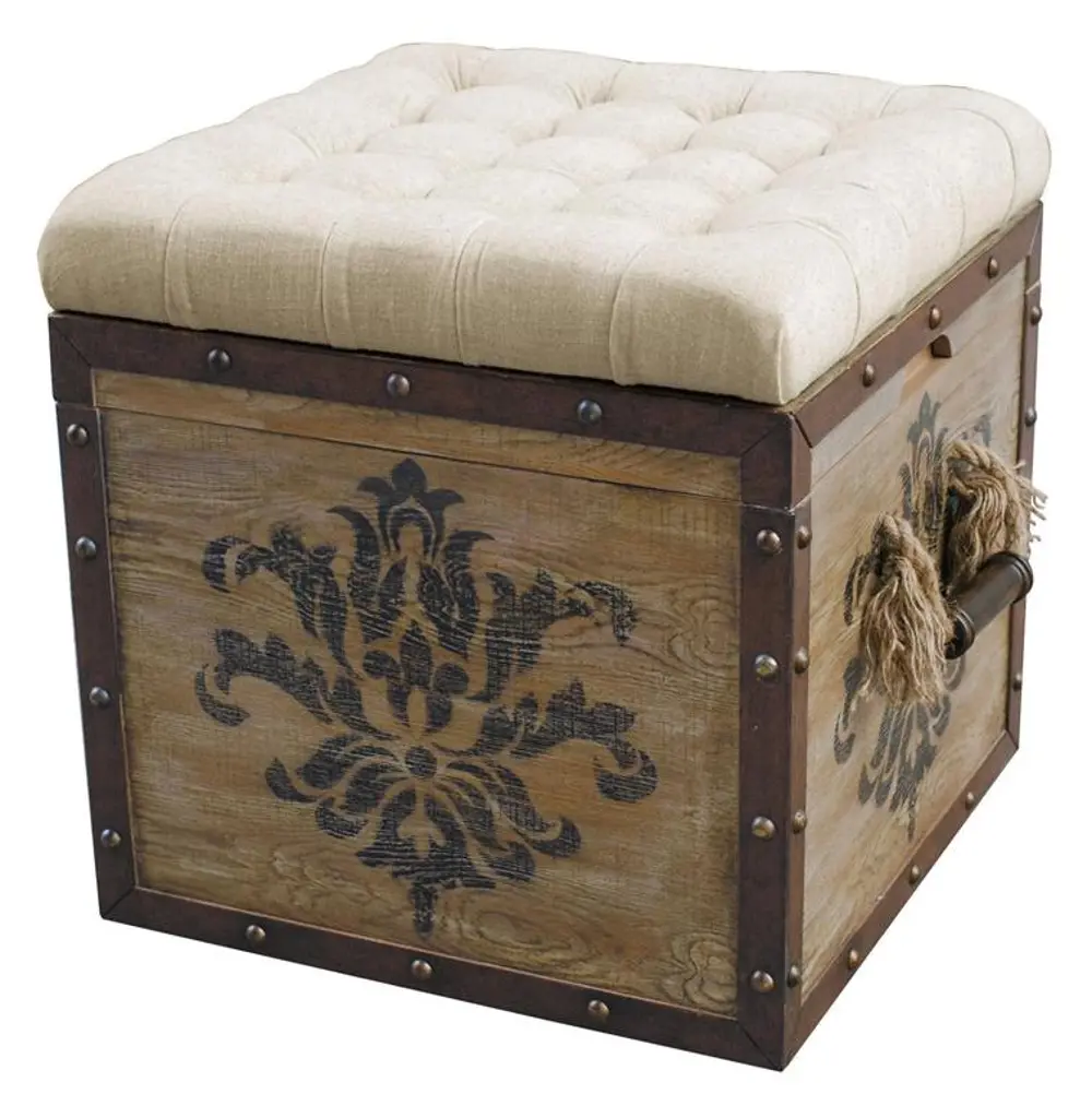 Square Natural Upholstered Ottoman-1