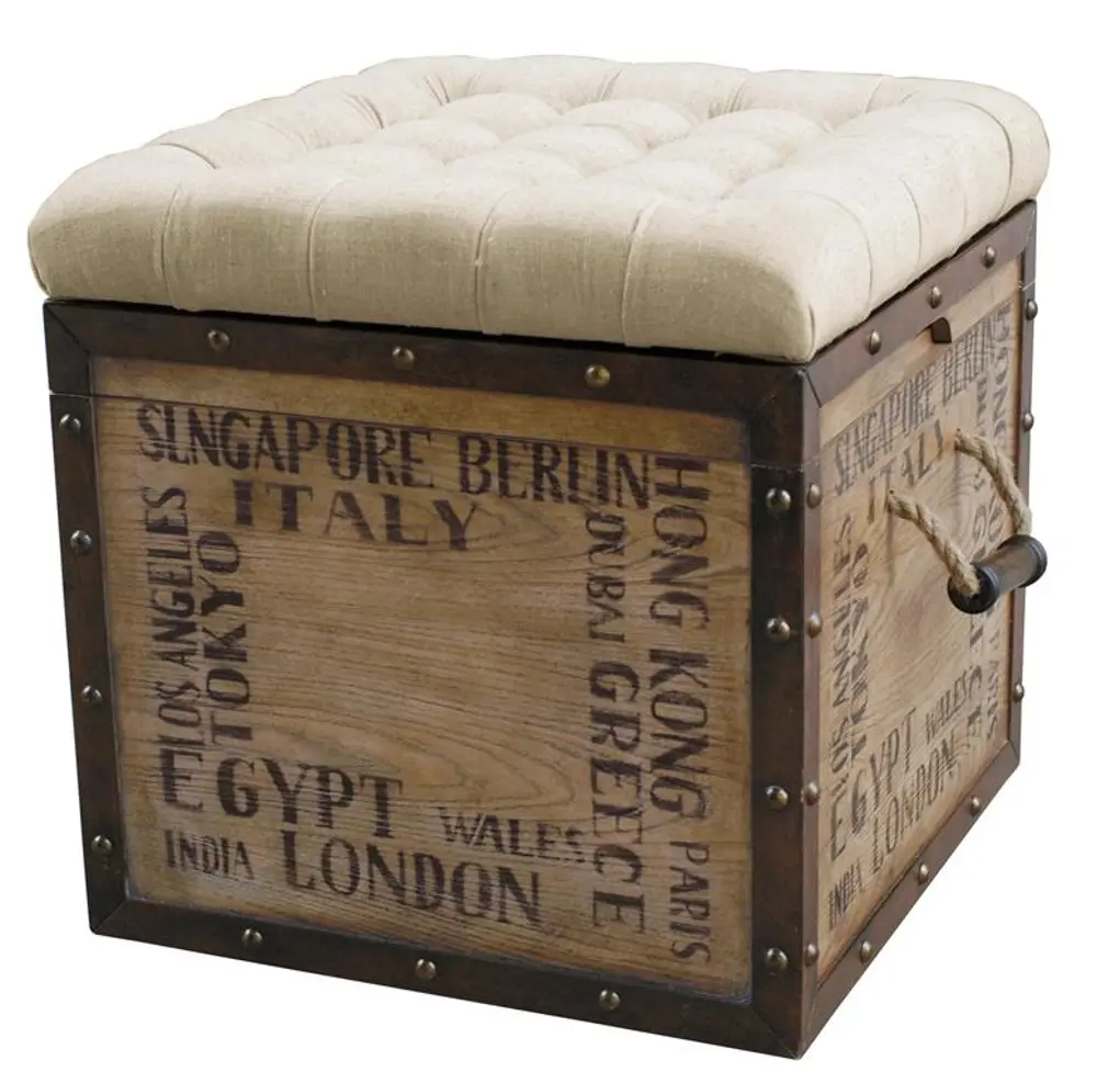Square Off White Upholstered Ottoman-1