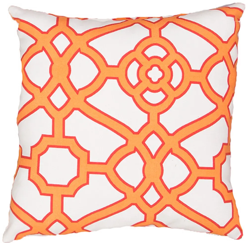 Veranda White and Orange Indoor-Outdoor Throw Pillow-1