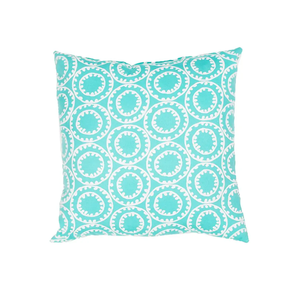 Veranda Turquoise Blue 18 Inch Indoor/Outdoor Throw Pillow-1