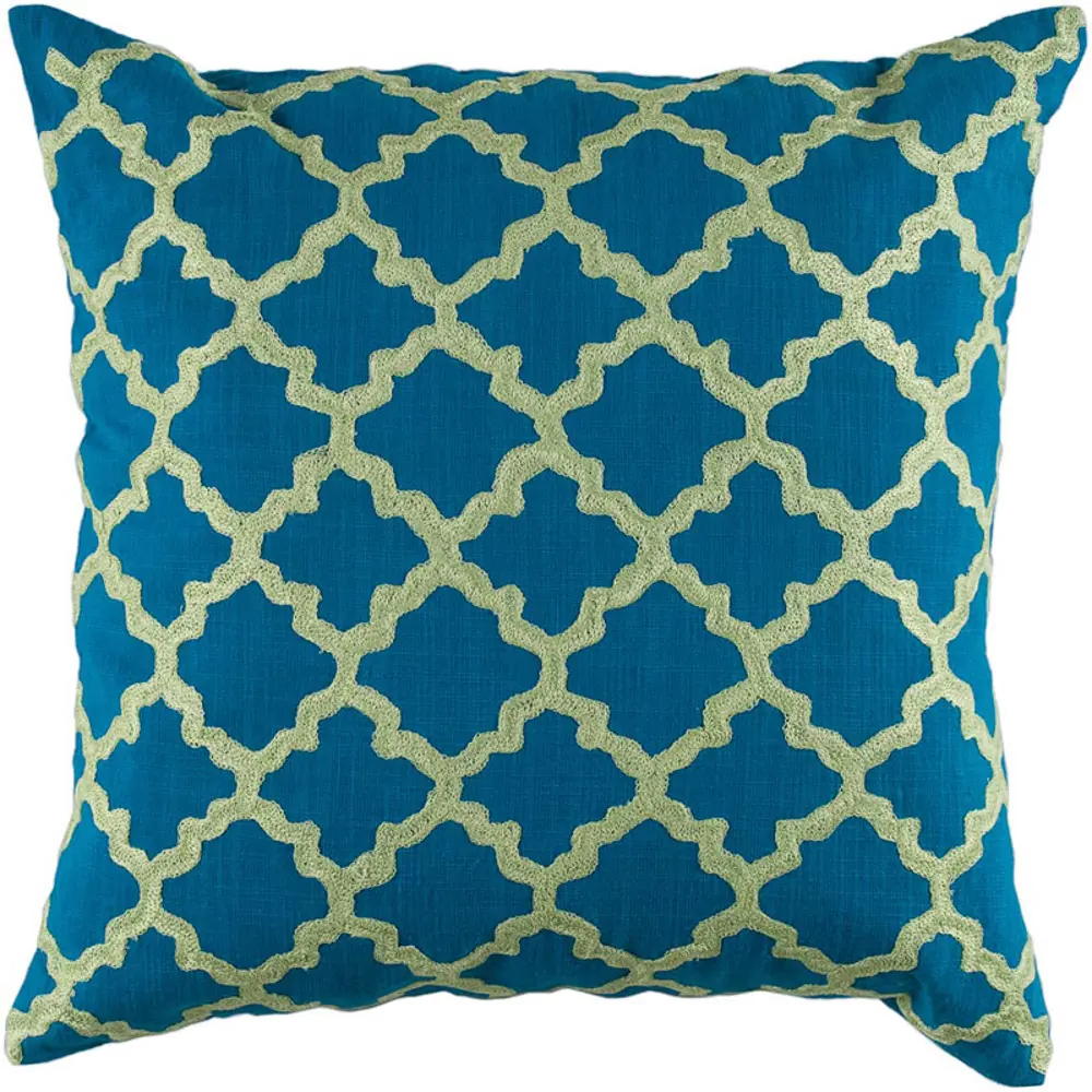 Peacock Blue and Lime Green Throw Pillow-1